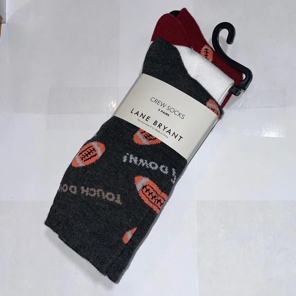 Lane Bryant Patterned 3 Pack Crew Socks Size 8-12 NWT